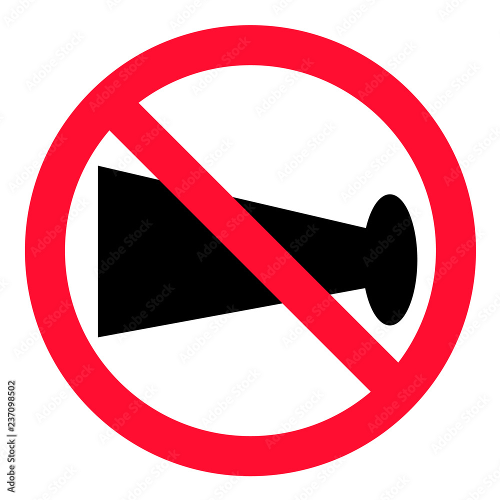 no blowing of horn icon on white background. flat style. no horn sign