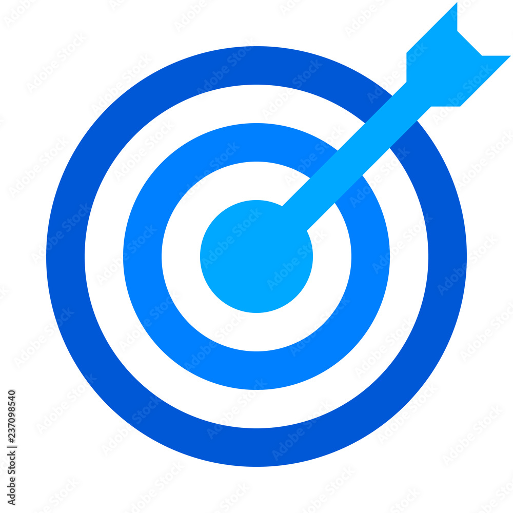 Target sign - blue shades transparent with dart, isolated - vector Target sign - blue shades transparent with dart, isolated - vector
