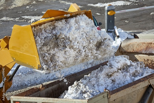 Canvas Print Loader removing snow from street