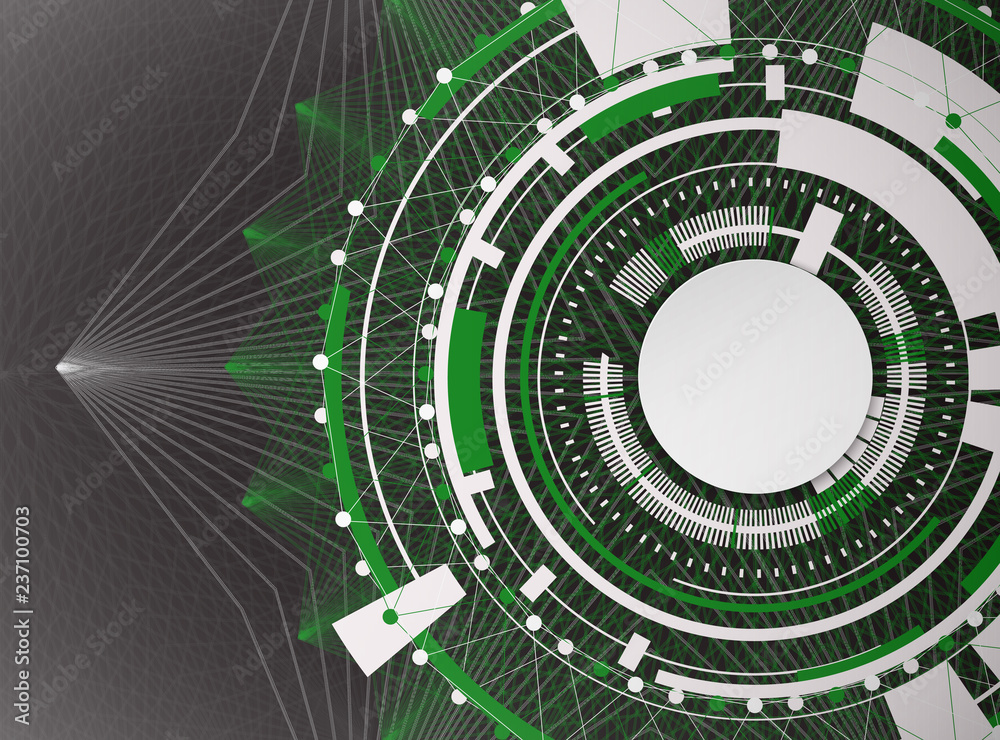 Obraz premium Abstract green digital technology background. Abstract technology communication concept. Various technology elements.