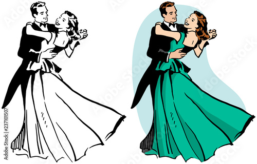 A couple ballroom dancing.