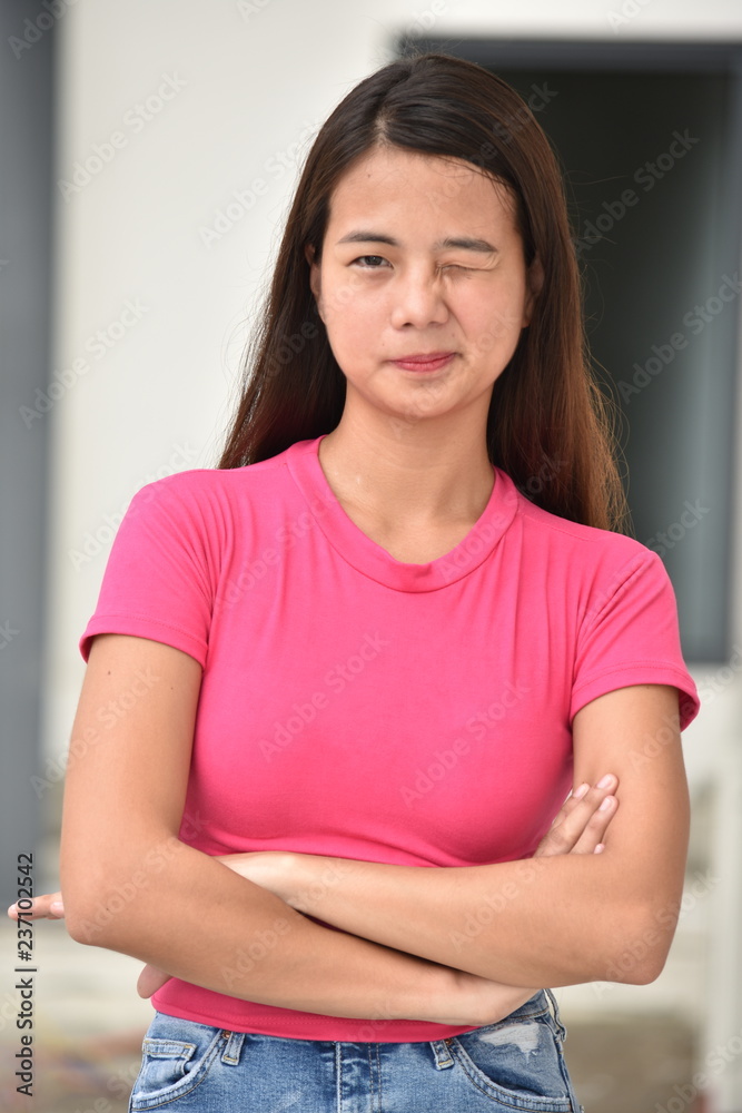 Attractive Asian Female Winking Attractive Asian Female Winking
