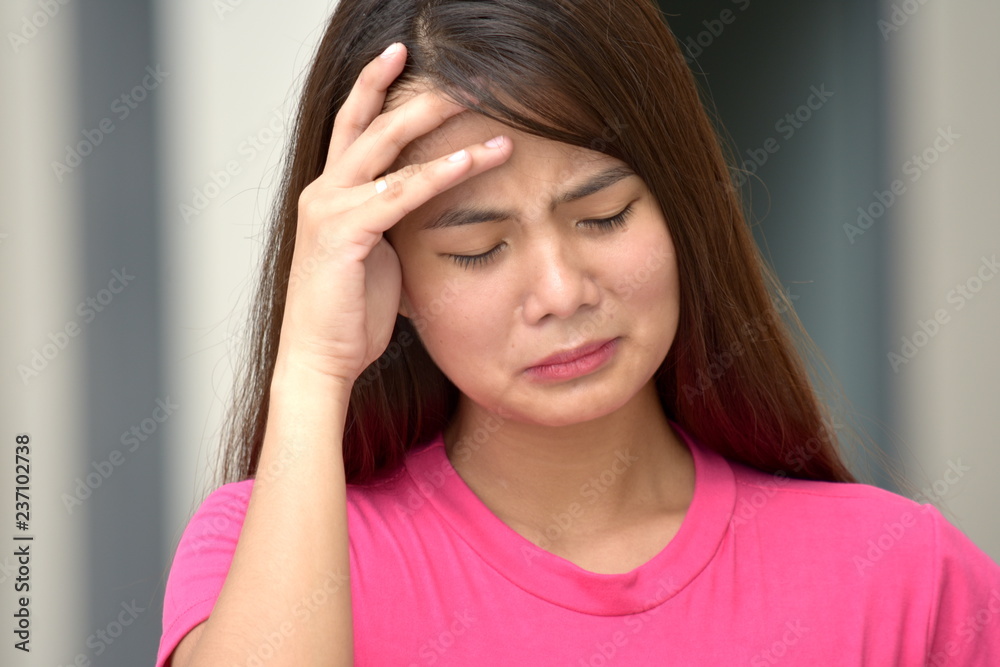 Sad Youthful Diverse Woman