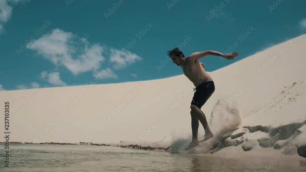 Tourist in Lencois Maranhenses National Park in Brazil Tourist in Lencois Maranhenses National Park in Brazil