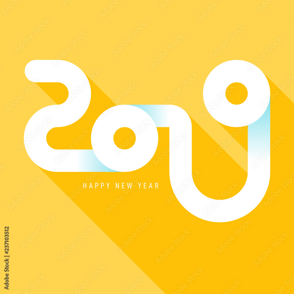 New year 2019 abstract background decorative with flat design typography New year 2019 abstract background decorative with flat design typography