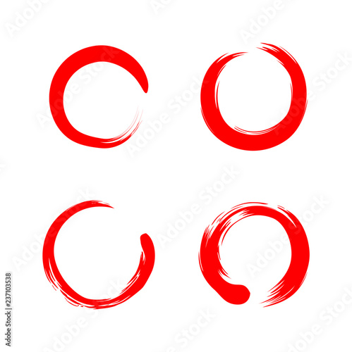Red Circle Zen, Sumi-e, Watercolor, Logo, Sign, Icon Vector Design Set Template