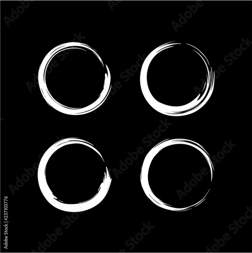 Black Circle Zen, Enzo Logo, Sign, Icon Set Vector Illustration Template
