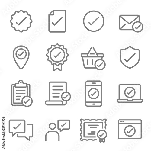 Approve Vector Color Line Icon Set. Contains such Icons as Certificate, Report, Checklist, email and more. Expanded Stroke
