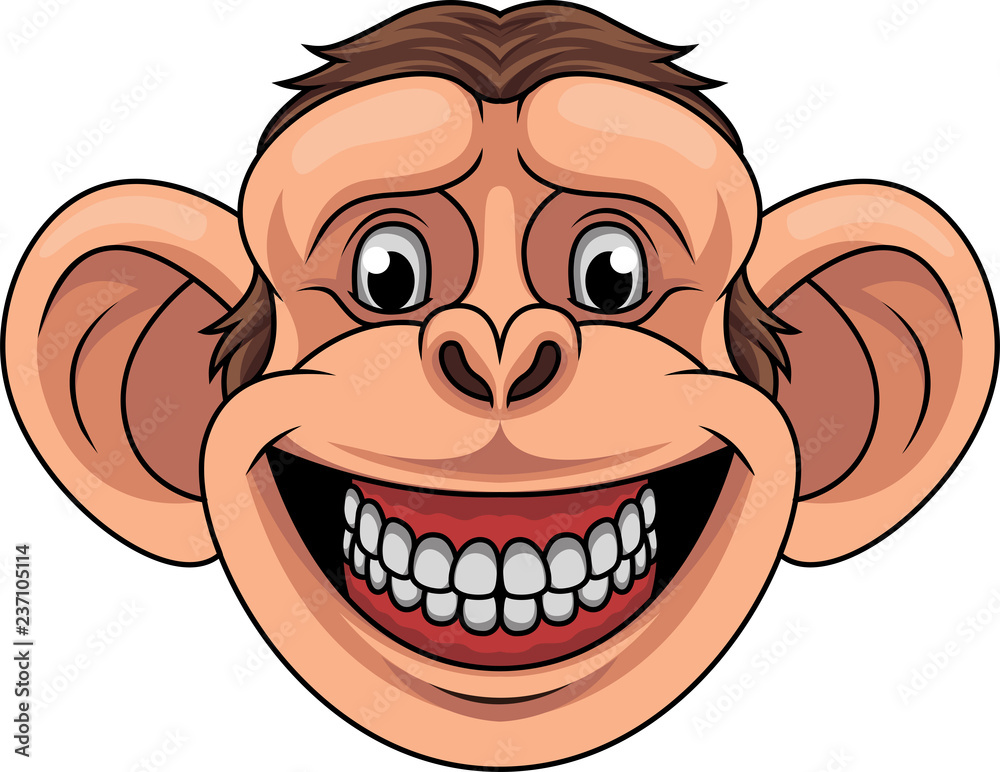 Naklejka premium Kreskówka małpa głowa maskotka
