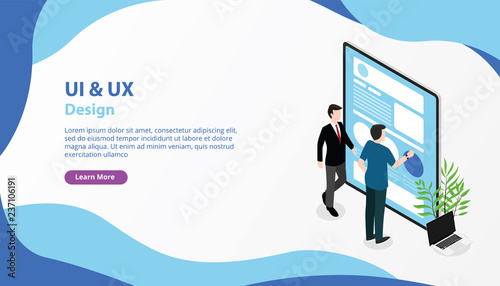 ui ux user interface and user experience banner website design page template vector