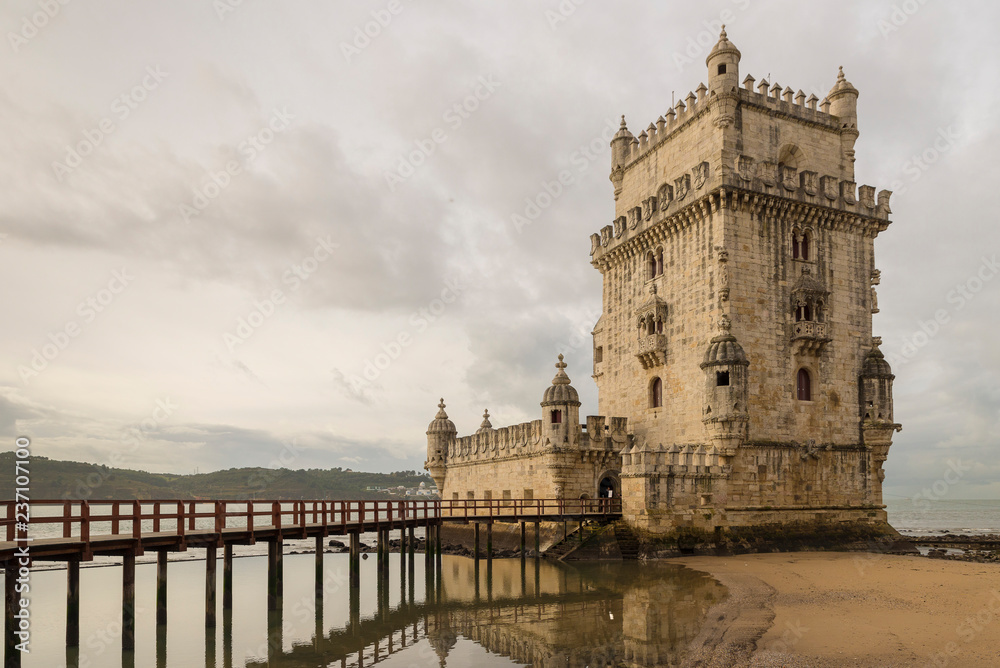 LISBON, PORTUGAL - NOVEMBER 22, 2018: Belem Tower, one of the most famous attractions of Portugal