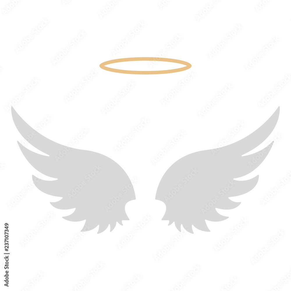 Obraz premium Halo and Angel Wings - Gold halo with set of two white angel wings
