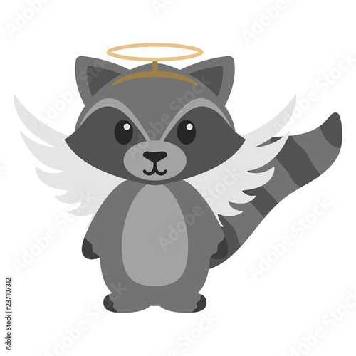Raccoon in Angel Costume - Raccoon wearing halo and angel wings