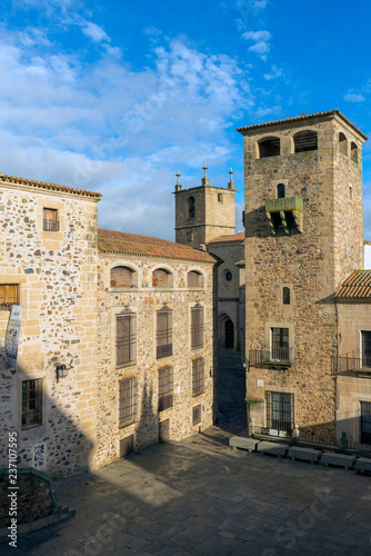 CACERES, SPAIN - NOVEMBER 25, 2018: Los Golfines de Abajo Palace. photo