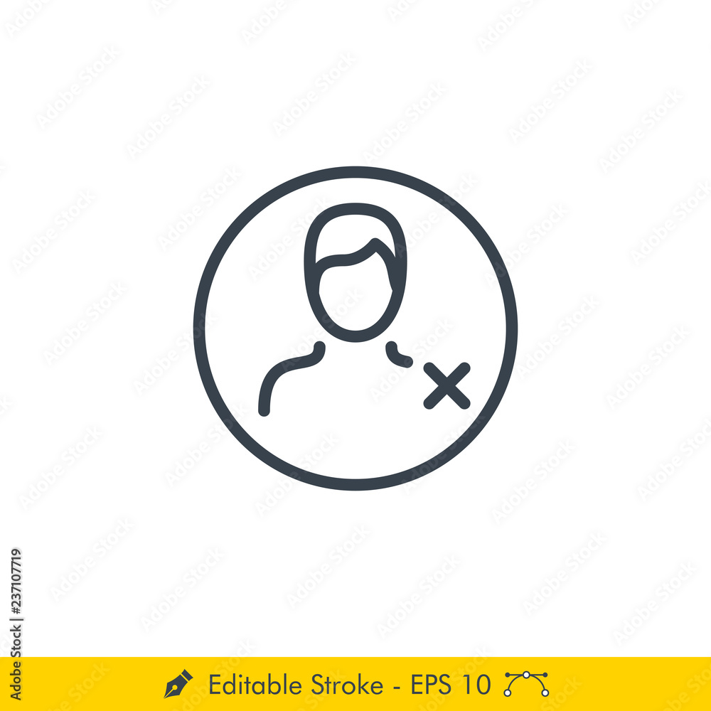 Delete Contact Icon / Vector - In Line / Stroke Design Delete Contact Icon / Vector - In Line / Stroke Design