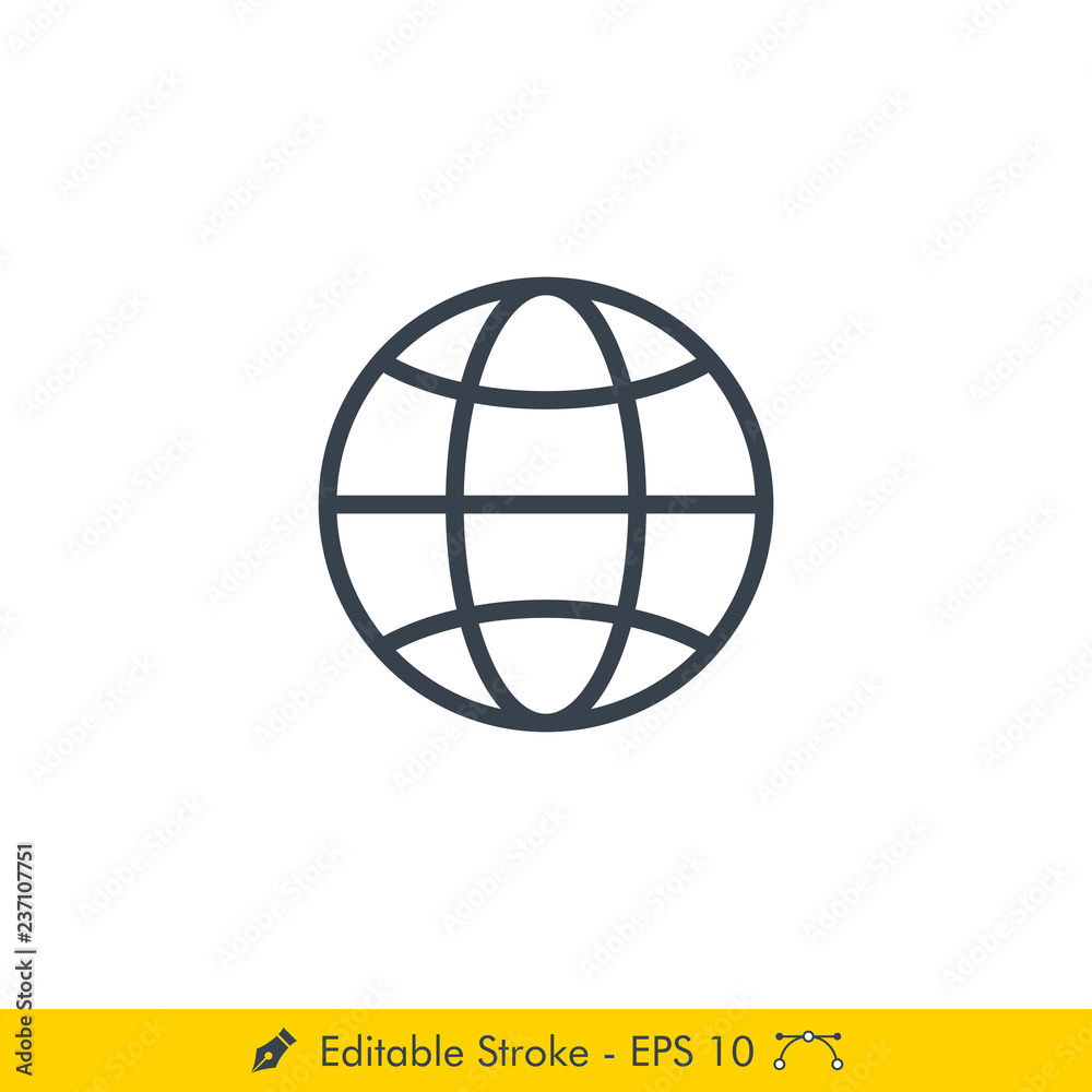Globe Icon / Vector - In Line / Stroke Design Globe Icon / Vector - In Line / Stroke Design