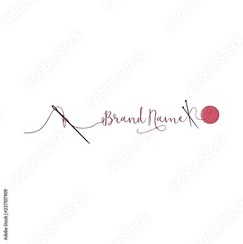 Sewing Stitching Knitting Needle Simple Logo, Sign, Icon Template Vector Design