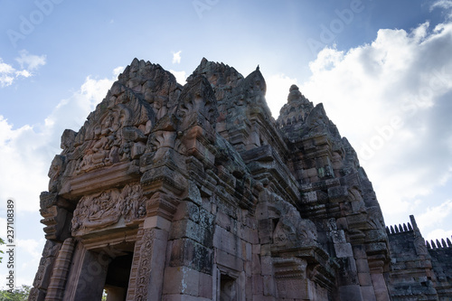 View of hindu castle rock old artichecture in Phanom Rung historical park.