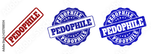 Foto PEDOPHILE grunge stamp seals in red and blue colors