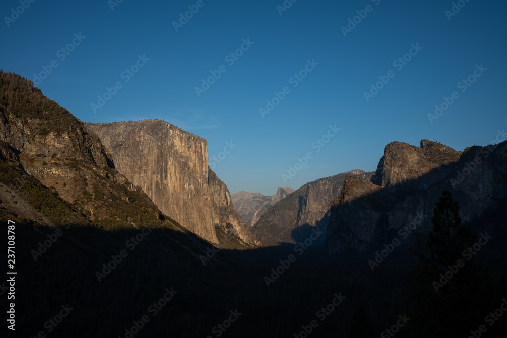 View of Yosemite Valley from Tunnel Point in Yosemite National Park in California