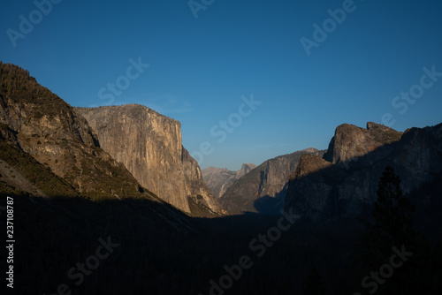 View of Yosemite Valley from Tunnel Point in Yosemite National Park in California