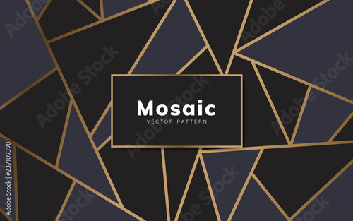 Stampa su tela Modern mosaic wallpaper in black and gold