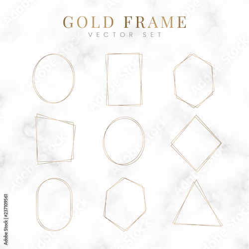Golden blank frame vector set