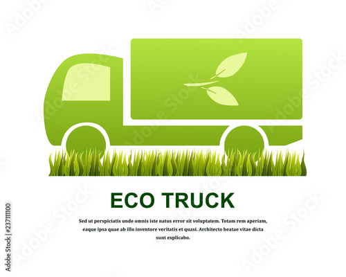 Truck isolated on white background. Eco concept. Vector illustration