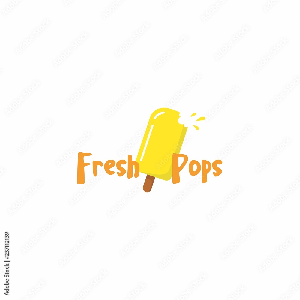 Yellow Popsicle Ice Cream Logo, Sign, Icon, Flat Design, Vector Design, Template