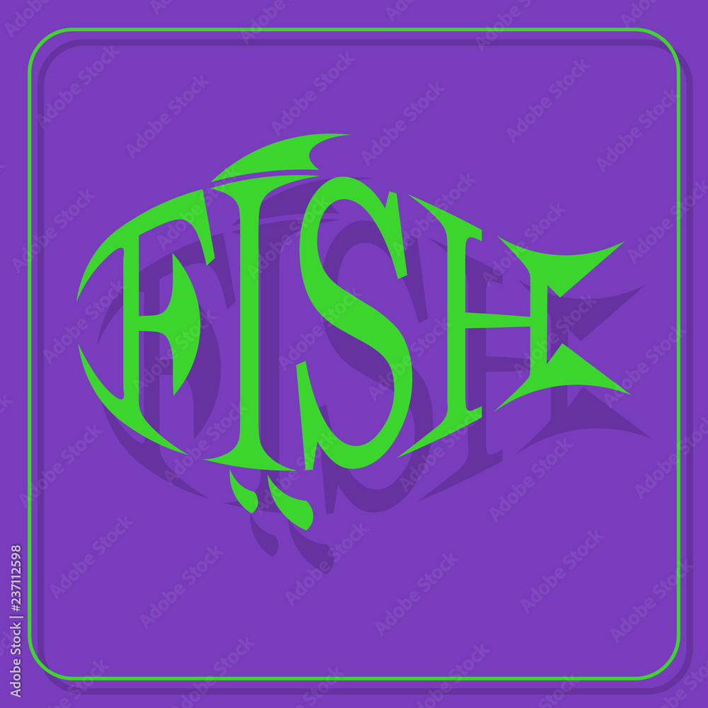 icon for cafe, fast food cafe from contours on uv background fish typography