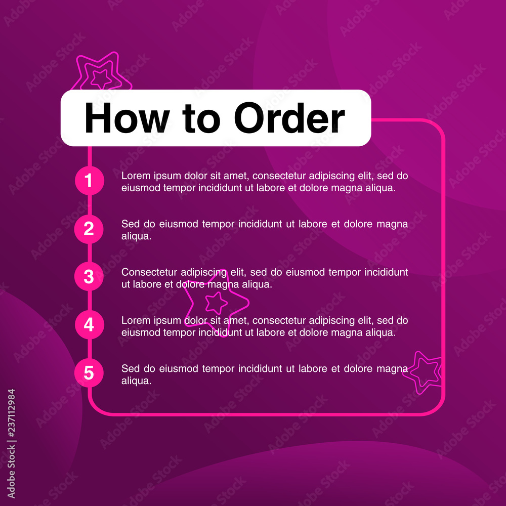 template illustration how to order, format order, Online payment, Payment options, call to action, online shop, social media. Modern design.