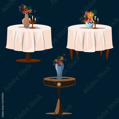 flower on tables set vector illustration 
