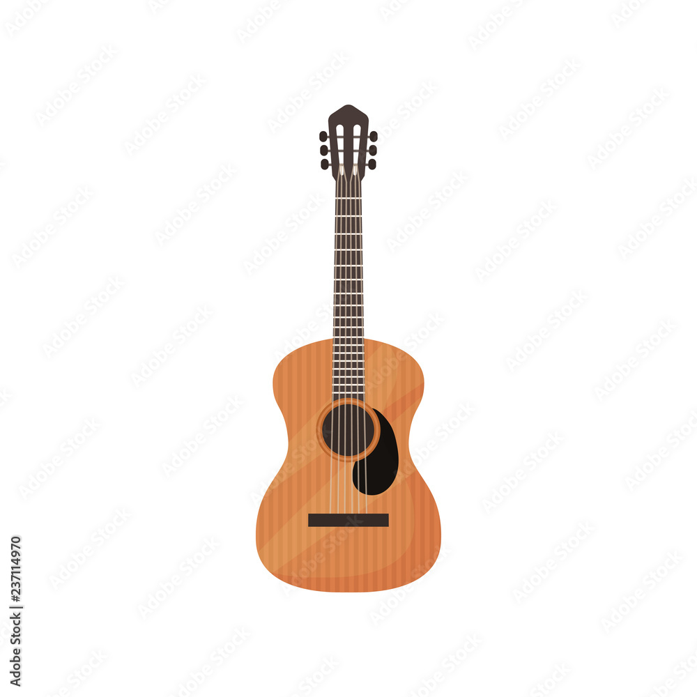 Classical guitar, musical instrument vector Illustration on a white background