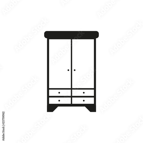 Wardrobe Icon. Flat style.Grey background. Vector illustration.