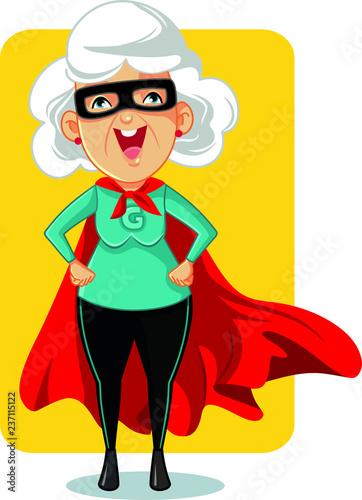 Super Granny Cartoon Vector Illustration