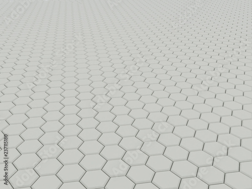 White geometric hexagonal abstract background. 3d rendering © coob.kz