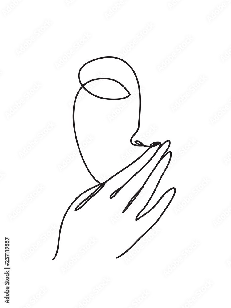 Woman face and hand over mouth Woman face and hand over mouth