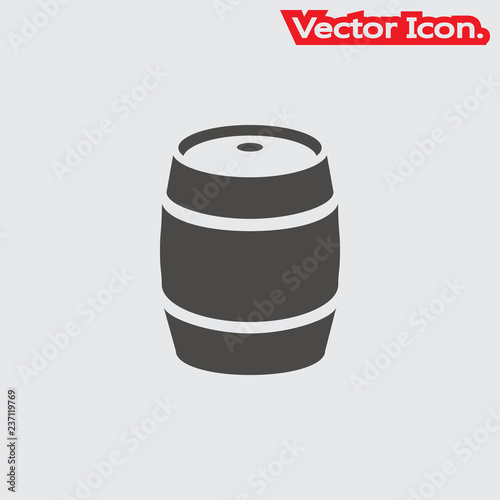Barrel icon isolated sign symbol and flat style for app, web and digital design. Vector illustration.