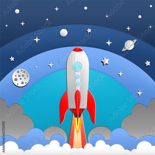 illustration of rocket in space