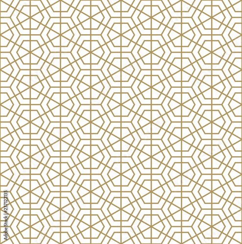 Seamless abstract pattern based on japanese ornament Kumiko with average thickness lines.