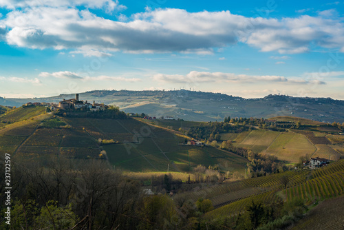 Langhe monferrato wine region Barolo landscape piedmont, italy