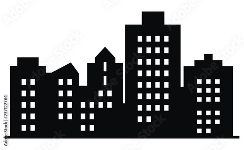 Black silhouette of town  vector icon