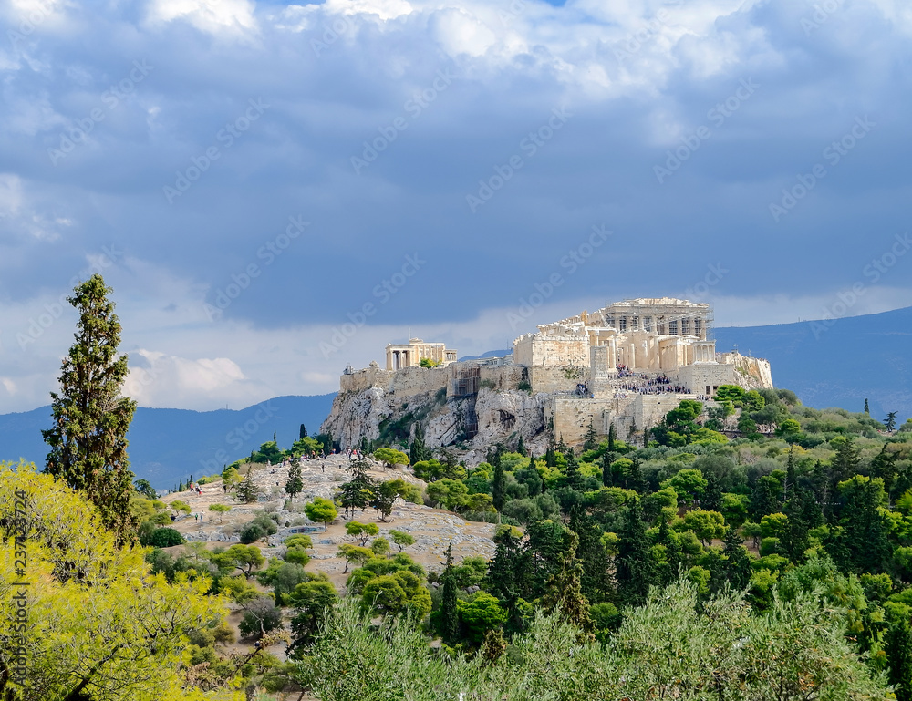 Athens Greece, partehnon ancient temple on acropolis citadel