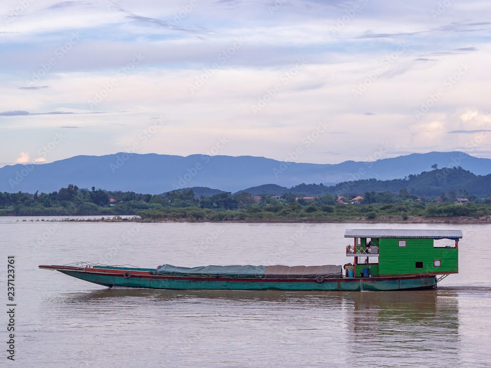 Boat on the Mekong River in Chiang Sean, Chiangrai, Thailand.