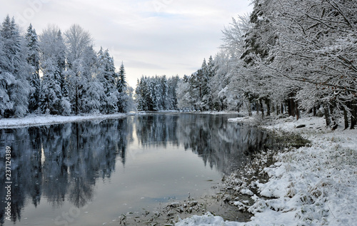 River in winter. Farnebofjarden national park in Sweden. photo