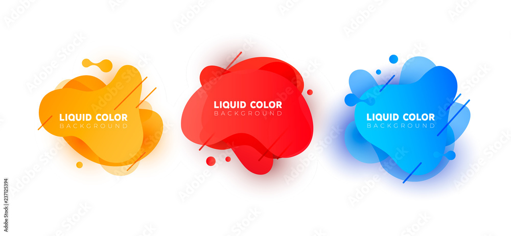 Set of plastic liquid gradient splashes. Vector design for covers, greeting card, poster or flyers. Set of plastic liquid gradient splashes. Vector design for covers, greeting card, poster or flyers.