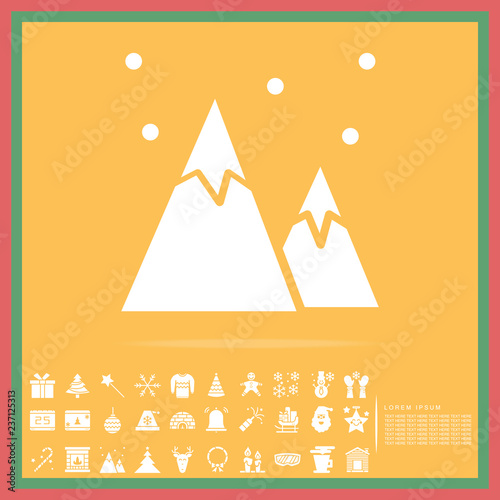 winter cold mountain solid icon set  vector  illustration