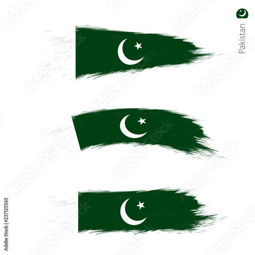 Set of 3 grunge textured flag of Pakistan