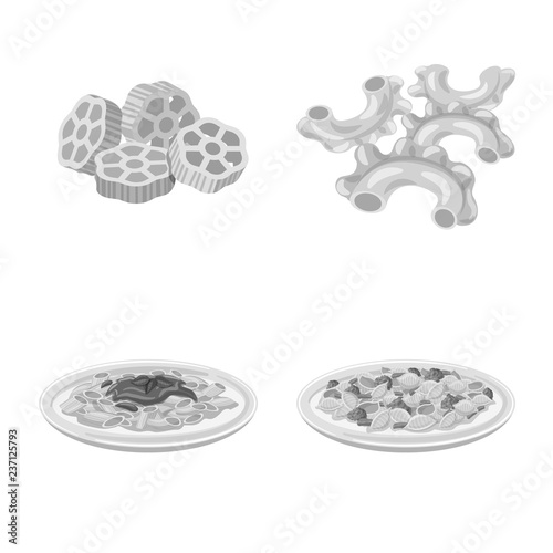Vector illustration of pasta and carbohydrate logo. Set of pasta and macaroni stock vector illustration.