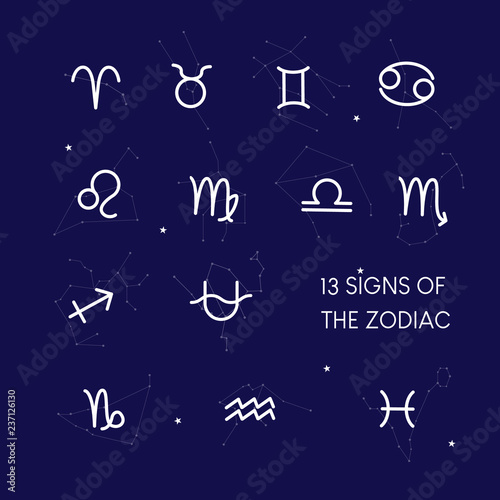 13 sign of the zodiac, Astronomy icon sign, Astrology symbol